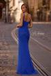 Picture of: Rhinestone Net Jersey Ruched Dress with Corset Top in Royal Blue, Style 32753, Back Picture
