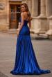 Picture of: Strapless Ruched Gown with High Slit and Sweep Train in Royal Blue, Style: 33200, Back Picture