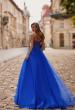 Picture of: Strapless Lace Corset Tulle Gown with Slit in Royal Blue, Style: 33363, Back Picture