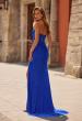 Picture of: Strapless Fitted Rhinestone Gown with Slit and Lace-Up Back in Royal Blue, Style: 33383, Back Picture