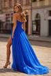 Picture of: Strapless Rhinestone Ball Gown with High Slit in Royal Blue, Style: 33488, Back Picture