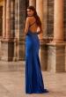 Picture of: Jersey Prom Dress with Cowl Neckline and Open Beaded Back in Royal Blue, Style: 33553, Back Picture