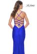 Picture of: Fitted Long Jersey Prom Dress with Ruching and Lace Up Back in Royal Blue, Style: 31618, Detail Picture 19