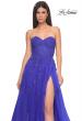 Picture of: Lace Up A-Line Dress with Ruched Bodice and Sweetheart Top in Royal Blue, Style: 32084, Detail Picture 19