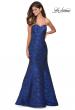 Picture of: Long Floral Jacquard Strapless Prom Dress in Royal Blue, Style: 27149, Detail Picture 1