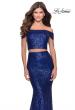 Picture of: Jewel Tone Off the Shoulder Two Piece Prom Dress in Royal Blue, Style: 28425, Detail Picture 1