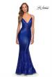 Picture of: Metallic Sequined Mermaid Dress with Lace Up Back in Royal Blue, Style: 28469, Detail Picture 1
