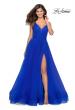 Picture of: Long Tulle Prom Dress with Criss Cross Bodice Detail in Royal Blue, Style: 28893, Detail Picture 1