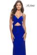Picture of: Criss Cross Cut Out Rhinestone Jersey Dress in Royal Blue, Style: 31399, Detail Picture 1