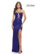 Picture of: Stretch Sequin Dress with Unique Front Cut Outs in Royal Blue, Style: 31549, Detail Picture 1