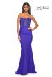Picture of: Sweetheart Rhinestone Fishnet Bodice Dress with Fitted Skirt in Royal Blue, Style: 32069, Detail Picture 1