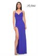 Picture of: Net Jersey Ruched Fitted Dress with Illusion and Boning on Back in Royal Blue, Style: 32160, Detail Picture 1