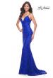 Picture of: Beaded Lace Mermaid Gown with Sheer Side Panels in Royal Blue, Style: 32309, Detail Picture 1