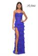 Picture of: Fitted Ruffle Skirt Lace Dress with Illusion Bodice in Royal Blue, Style: 32442, Detail Picture 1