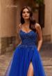 Picture of: Lace and Tulle A-line Prom Dress with High Slit in Royal Blue, Style 32646, Detail Picture 1