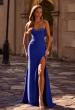 Picture of: Strapless Prom Dress with Ruching and Lace Detail Neckline and Back in Royal Blue, Style: 32981, Detail Picture 1