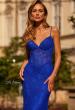 Picture of: Lace Fitted Gown with Sheer Bodice and Spaghetti Straps in Royal Blue, Style: 33485, Detail Picture 1
