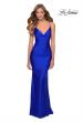 Picture of: Long Jersey Dress with Draped V-Neckline and Ruching in Royal Blue, Style: 28984, Detail Picture 2