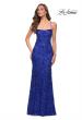 Picture of: Print Sequin Long Dress with Lace Up Back in Royal Blue, Style 29638, Detail Picture 2