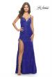 Picture of: Long Gown with Lace Applique and High Slit in Royal Blue, Style: 30794, Detail Picture 2