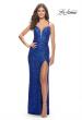 Picture of: Stretch Sequin Gown with Deep V Neck and Tie Back in Royal Blue, Style: 31072, Detail Picture 2