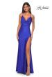 Picture of: Drape Neckline Jeweled Jersey Prom Dress with High Slit in Royal Blue, Style: 31221, Detail Picture 2