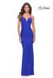 Picture of: Simple Jersey Dress with Low Open Back and Ruched Zipper in Royal Blue, Style: 31227, Style: 31227