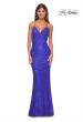 Picture of: Beaded Lace Long Dress with Illusion Bodice in Royal Blue, Style: 31359, Detail Picture 2