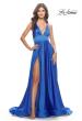 Picture of: A-Line Satin Gown with Deep V and Slit in Royal Blue, Style: 31533, Detail Picture 2