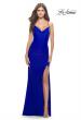 Picture of: Ruched Jersey Dress with Lace Up Back in Royal Blue, Style: 31572, Detail Picture 2