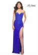 Picture of: Rhinestone Net Jersey Dress with Bustier Top and Ruching in Royal Blue, Style: 32176, Detail Picture 2