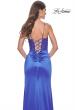Picture of: Satin Prom Dress with Illusion Lace Bodice and Tie Back in Royal Blue, Style: 32180, Detail Picture 2