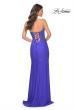 Picture of: Strapless Rhinestone and Beaded Illusion Top Dress with Lace Up Back in Blue, Style: 32245, Detail Picture 2