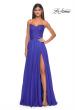 Picture of: Strapless Chiffon Prom Gown with Lace Illusion Bodice in Royal Blue, Style: 32311, Detail Picture 2