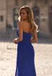 Picture of: Simple Long Stretch Lace Prom Dress with Ruching in Royal Blue, Style 32773, Detail Picture 2
