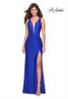 Picture of: Form Fitting Long Jersey Dress with Plunging Neckline in Royal Blue, Style: 27602, Detail Picture 3