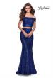 Picture of: Jewel Tone Off the Shoulder Two Piece Prom Dress in Royal Blue, Style: 28425, Detail Picture 3