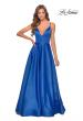 Picture of: V-Neck Satin Prom Dress with Lace Up Back in Royal Blue, Style: 28628, Detail Picture 3