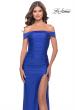 Picture of: Rhinestone Off the Shoulder Dress with Lace Up Back in Royal Blue, Style: 31276, Detail Picture 3