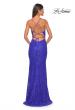 Picture of: Beaded Lace Long Dress with Illusion Bodice in Royal Blue, Style: 31359, Detail Picture 3