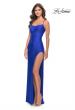 Picture of: Rhinestone Jersey Dress with Strappy Back and High Slit in Royal Blue, Style: 31398, Detail Picture 3