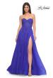 Picture of: Lace Up A-Line Dress with Ruched Bodice and Sweetheart Top in Royal Blue, Style: 32084, Detail Picture 3