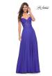 Picture of: Chiffon and Lace Gown with Bustier Top in Blue, Style: 32276, Detail Picture 3
