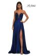 Picture of: Flowy Metallic Net Jersey Prom Dress with Intricate Ruched Bodice in Royal Blue, Style: 32899, Detail Picture 3