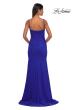 Picture of: Net Jersey Simple Prom Dress with Ruching and Corset Top in Royal Blue, Style: 32925, Detail Picture 3
