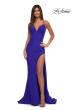 Picture of: Fitted Jersey Prom Dress with High Side Slit in Royal Blue, Style: 33080, Detail Picture 3
