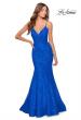 Picture of: Mermaid Lace Prom Dress with Faux Wrap Top in Royal Blue, Style: 28564, Detail Picture 4