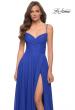 Picture of: Metallic Crepe Chiffon Gown with Ruching and Full Skirt in Royal Blue, Style 29775, Detail Picture 4