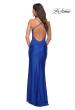 Picture of: Jeweled Lace and Jersey Long Prom Dress with Low Back in Royal Blue, Detail Picture 4
