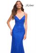 Picture of: Lace Gown with Sheer Lace Applique Side Panels in Royal Blue, Detail Picture 4
